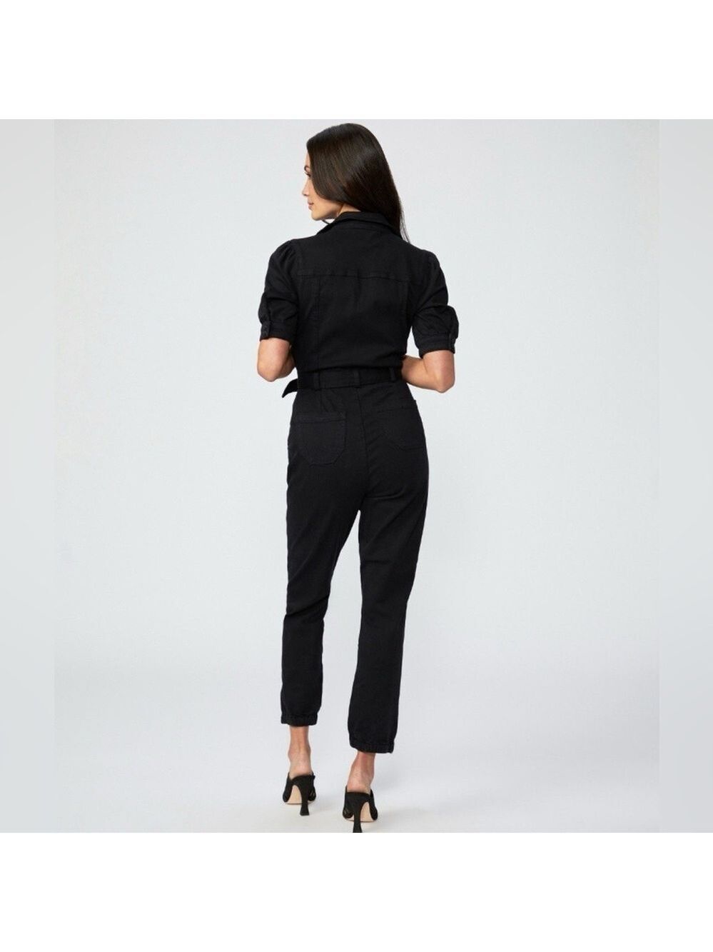 Paige Mayslie Denim Jumpsuit in Washed Black - Size 6 - Picture 2 of 16